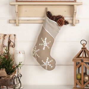 NEW! Pearlescent Christmas Stocking Farmhouse Country Primitive Rustic